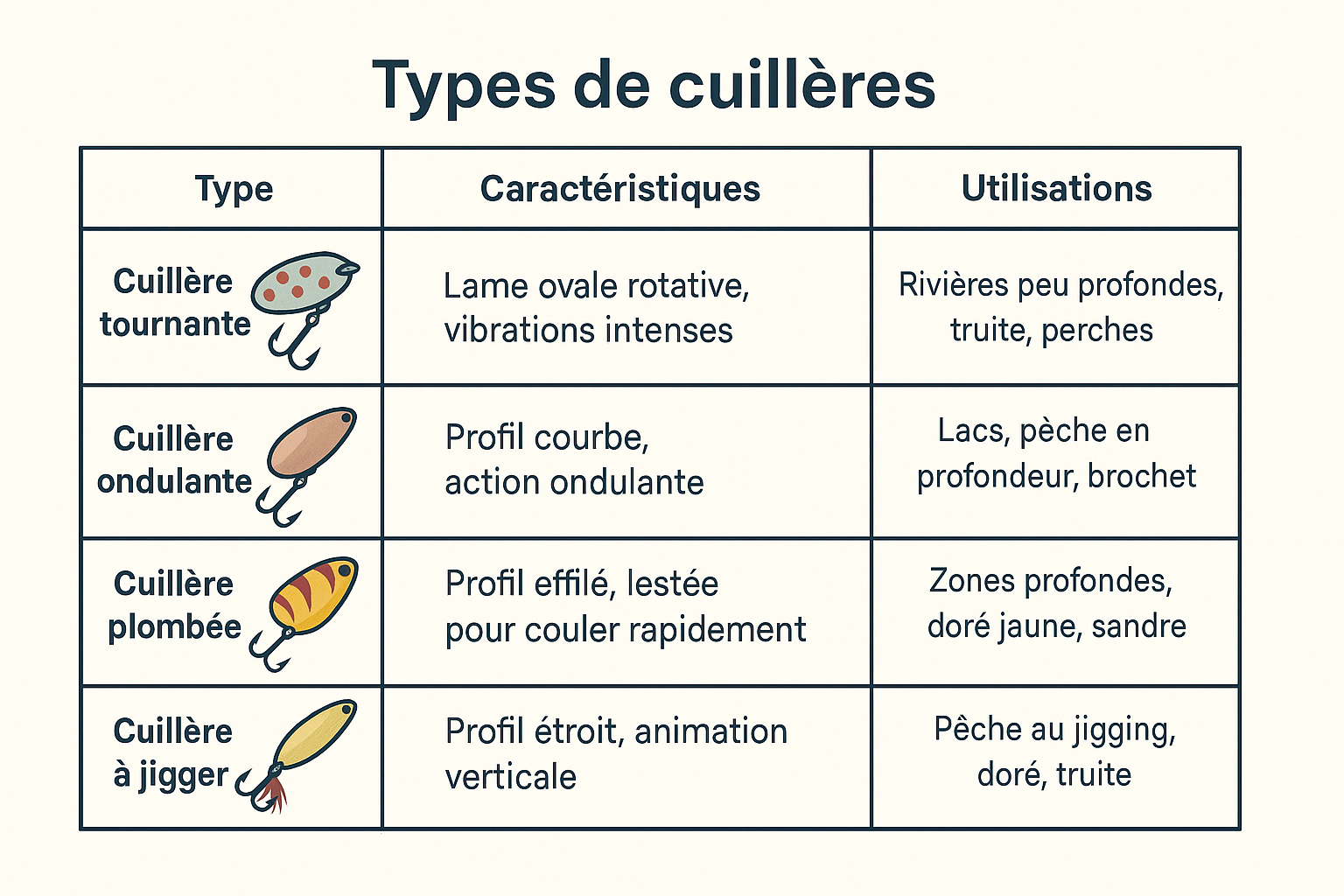 Les cuillères : un leurre simple et redoutable pour la pêche en eau douce